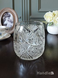 アンティーク雑貨 フラワーベース・花瓶アンティーク アンティークガラスのフラワーベース、華やかで美しいプレスドグラスの花器