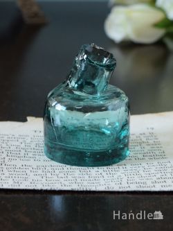 アンティーク雑貨 アンティークビン・香水瓶 濃いブルー色が美しいインク瓶、ヴィクトリアンアンティークのガラスボトル