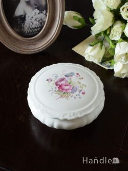アンティーク雑貨 ジュエリーボックスアンティーク コールポート（Coalport）のトリンケットボックス、お花のブーケが美しいイギリスのアンティーク陶磁器