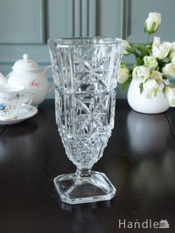 アンティーク雑貨 フラワーベース・花瓶アンティーク アンティークガラスのフラワーベース、スクエア型のおしゃれな花瓶