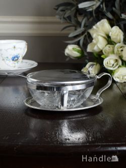 アンティーク雑貨 アンティーク食器 イギリスで見つけたアンティーク雑貨、シルバー×ガラスのチーズセラーセット