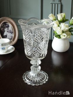 アンティーク雑貨 フラワーベース・花瓶アンティーク アンティークのガラス雑貨、イギリスで見つけた煌びやかなアンティークガラスのフラワーベース