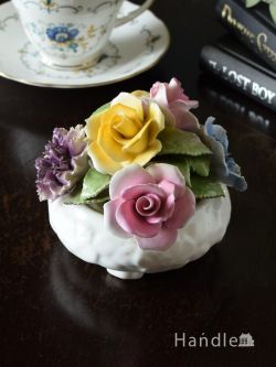 アンティーク雑貨 アンティークオブジェ 英国のアンティーク陶花、ラドナー（Radnor）窯の美しいフラワーバスケット