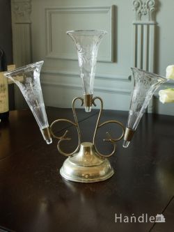 アンティーク雑貨 アンティーク花瓶 英国アンティークのおしゃれな花器、お花の模様が美しいイパーン