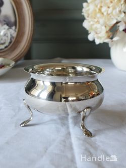 アンティーク雑貨 アンティーク食器 イギリスから届いたアンティークシルバープレートの器、可愛い脚が付いたシュガーボウル