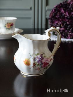 アンティーク雑貨 アンティーク食器 ロイヤルクラウンダービー（ポジー）のお花のブーケが可愛いアンティークミルクポット