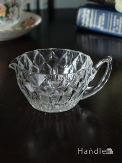 アンティーク雑貨 アンティーク食器 イギリスから届いたアンティークガラスの器、プレスドグラスのおしゃれなミルクピッチャー