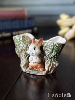 アンティーク雑貨 アンティーク花瓶 イギリスから届いたビンテージの花器、ウサギの模様が可愛いフラワーベース