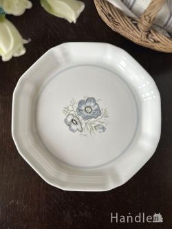 アンティーク雑貨 アンティーク食器 スージークーパーのおしゃれなアンティークプレート、青いお花が描かれたグレンミスト