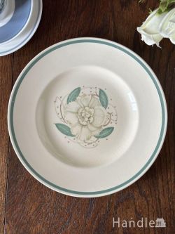 アンティーク雑貨 アンティーク食器 白いクチナシの花が描かれたスージークーパー、「ガーデニア」のアンティークのプレート