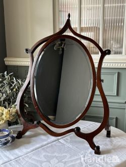 アンティーク雑貨 アンティークミラー・鏡 イギリスから届いた美しい置き鏡、マホガニー材のスタンドミラー