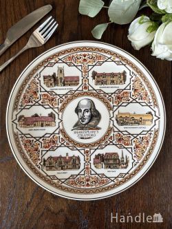 アンティーク雑貨 アンティーク食器 イギリスから届いたwedgwoodのビンテージプレート、シェークスピア・ストラトフォードの絵皿