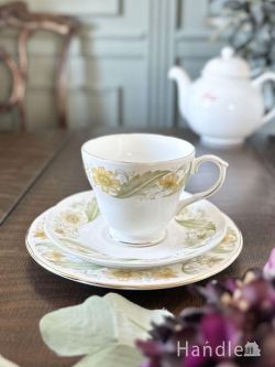 アンティーク雑貨  イギリスのアンティーク食器、ダッチェス（DUCHESS）のグリーンスリーブスのトリオ