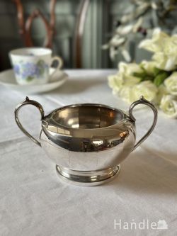アンティーク雑貨 アンティーク食器 英国アンティークシルバープレートの食器、ダブルハンドルの持ち手付きシュガーボウル