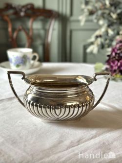 英国アンティークシルバープレート、ダブルハンドルのシュガーポット