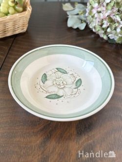 アンティーク雑貨 アンティーク食器 白いクチナシの花が描かれたスージークーパー、「ガーデニア」のアンティークのスープボウル