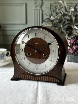 英国アンティークの置時計、SMITH社のおしゃれな木製クロック(h-1279-z)