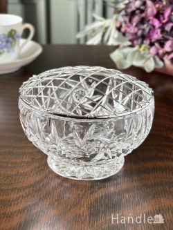 アンティーク雑貨 アンティーク花瓶 花留めが付いたアンティークガラスの花びん、英国から届いたフラワーベース