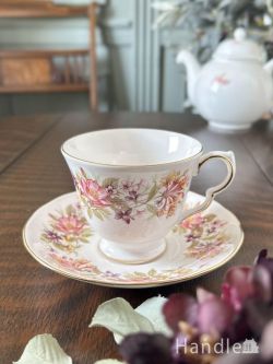 アンティーク雑貨 アンティーク食器 コルクラフ(Colclough)のカップ＆ソーサー、お花模様が華やかな英国アンティークの食器
