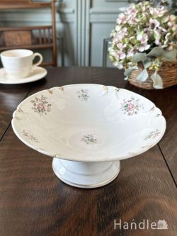 アンティーク雑貨 アンティーク食器 薔薇の花が描かれたアンティークの食器、フランスから届いたおしゃれなコンポート