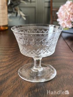 アンティーク雑貨 アンティーク食器 英国アンティークのPall Mallガラス、Lady Hamiltonのクリスタルデザートグラス