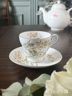 シェリーのアンティークカップ＆ソーサー、エニシダが描かれた英国アンティークのGolden Broom