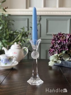 アンティーク雑貨 キャンドルスタンドアンティーク アザミのモチーフがおしゃれなアンティークの燭台、英国アンティークガラスのキャンドルスタンド