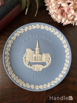 アンティーク雑貨 アンティーク食器 1983年のWedgwoodのクリスマスプレート、オールソウルズ教会のクリスマスプレート