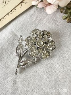 アンティーク雑貨 アンティークブローチ イギリスのビンテージアクセサリー、きらきら輝くお花のモチーフのブローチ