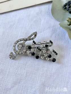 アンティーク雑貨 アンティークブローチ 思わず口ずさみたくなる音符模様のブローチ、とっても可愛いビンテージのアクセサリー