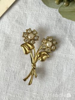アンティーク雑貨 アンティークブローチ パールが付いた美しいビンテージブローチ、イギリスから届いたアンティークアクセサリー