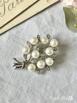アンティーク雑貨 アンティークブローチ パールが付いたおしゃれなブローチ、イギリスから届いたビンテージアクセサリー