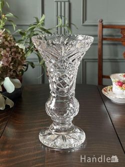 アンティーク雑貨 アンティーク花瓶 キラキラ輝くアンティークガラスの花器、イギリスから届いた美しいフラワーベース