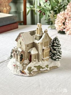 アンティーク雑貨 アンティークオブジェ 雪が降るクリスマスの日のリリパットレーン、1991年の英国のミニチュアハウスLilliput Lane