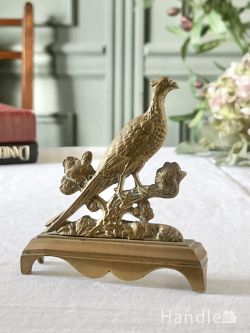 アンティーク雑貨 アンティークオブジェ イギリスで見つけたブラスオーナメント、真鍮製の孔雀のアンティークオブジェ