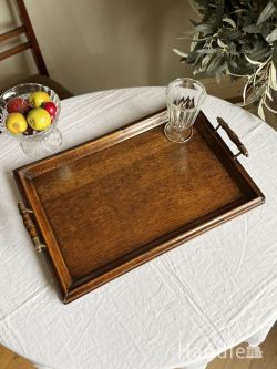 アンティーク雑貨 トレイアンティーク イギリスから届いたアンティークのお盆、オーク材のおしゃれなサービングトレイ