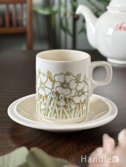 アンティーク雑貨 アンティーク食器 ホーンジーHORNSEAのビンテージ食器、フルールFleurのデミタスカップカップ&ソーサー