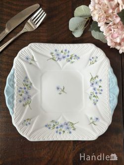 アンティーク雑貨 アンティーク食器 カーライルシェイプのシェリー、ブルーロック（Blue rock）のアンティークのB＆Bプレート