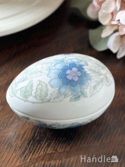 アンティーク雑貨 ジュエリーボックスアンティーク 英国アンティークのウェッジウッド、クレメンタイン（CLEMENTINE）のエッグ型トリンケットボックス