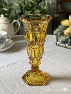 アンティーク雑貨 アンティーク花瓶 琥珀色のアンティークガラスが美しい花器、英国アンティークのアンバー色のフラワーベース