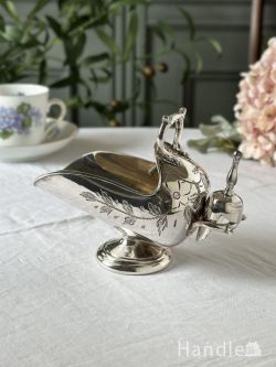 アンティーク雑貨 アンティーク食器 英国アンティークのシルバープレートの器、おしゃれな砂糖入れシュガースカットル