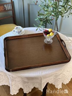 アンティーク雑貨 トレイアンティーク 英国オーク材のアンティークトレイ、大判サイズのアフタヌーンティー用のお盆