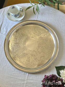 アンティーク雑貨 トレイアンティーク Barker Ellisの美しいアンティークトレイ、英国らしいシルバープレートの美しいサルヴァ