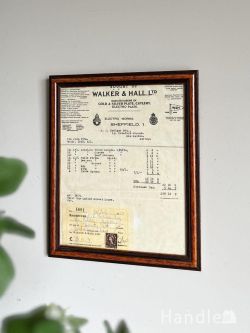 アンティーク雑貨 アンティーク額縁・ポスター WALKER＆HALLのインボイスフレーム、イギリスから届いたアンティークフレーム