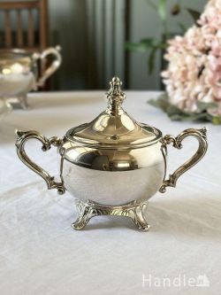 アンティーク雑貨 アンティーク食器 英国製シルバープレートのシュガーポット、アンティークのお砂糖入れ