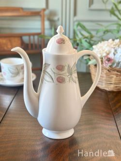 スージークーパー（Susie Cooper）のコーヒーポット、ワイルドストロベリーのビンテージ食器(m-10430-z)
