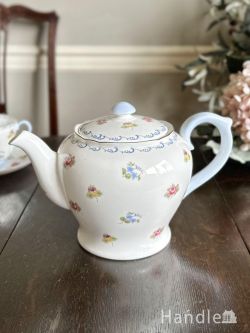 アンティーク雑貨 アンティーク食器 英国シェリーのアンティークティーポット、いろんな花が描かれたRose・Pansy&Forget-Me-Not