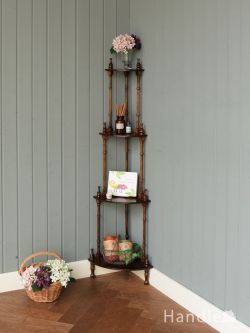 アンティーク家具 アンティークのキャビネット マホガニー材のアンティークコーナーキャビネット、英国のおしゃれな飾り棚ホワットノット