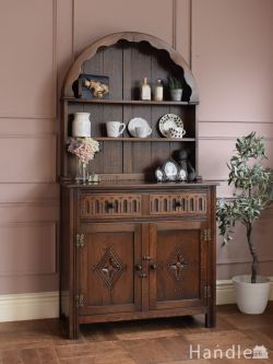 アンティーク家具 アンティークのキャビネット イギリスから届いたおしゃれなオープンシェルフ、オーク材のアンティークウェルッシュドレッサー