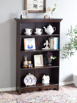 アンティーク家具 アンティークのキャビネット アンティークのおしゃれなブックシェルフ、オーク材のカッコいいオープン本棚